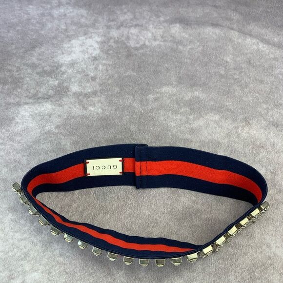 Authentic Gucci Embellished Crystal Red & Blue Sherry Web Headband - Picture 8 of 12